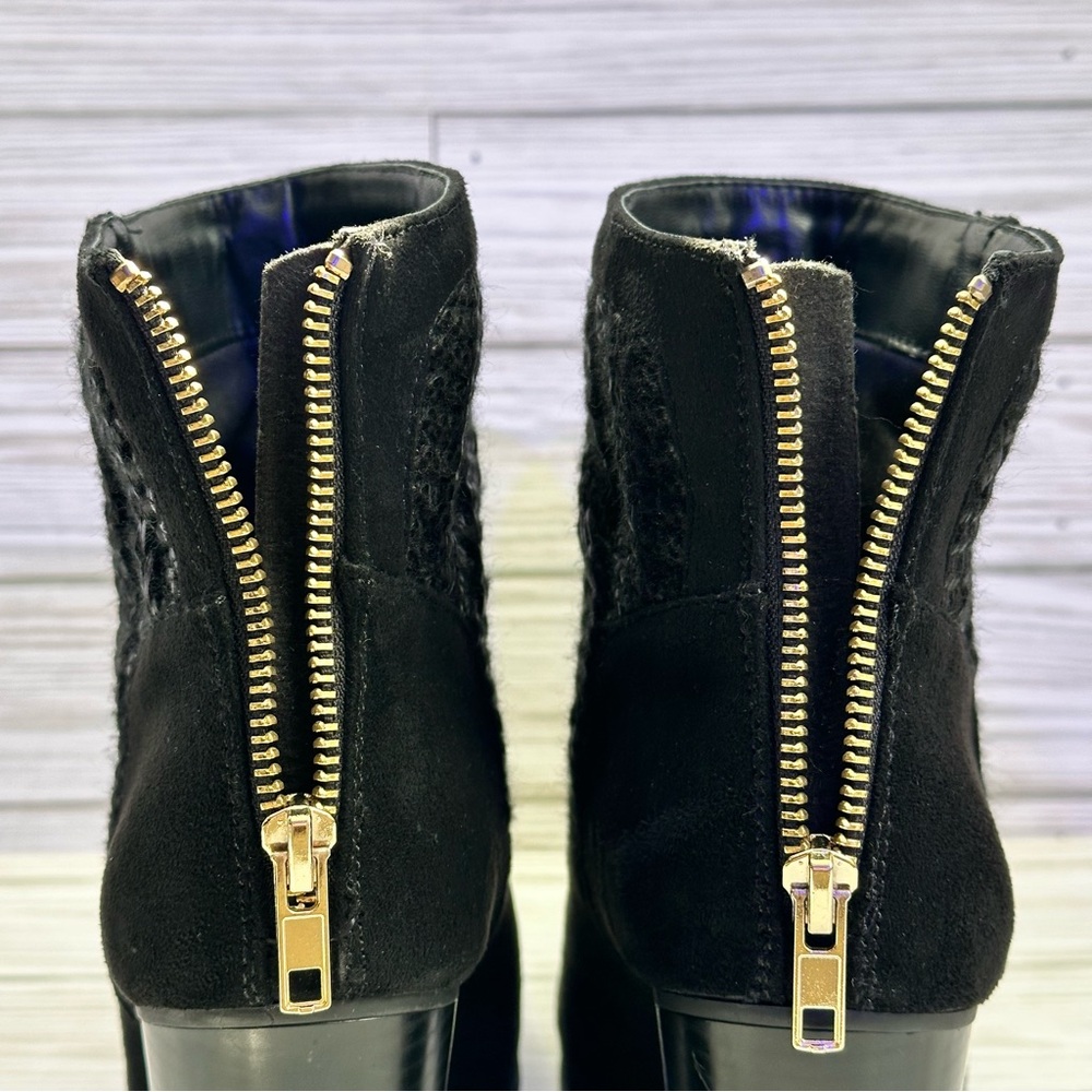 Juicy Couture Lupia Ankle Boots Size 8 Block Heel Sweater Knit Faux Zip Up - Picture 11 of 15